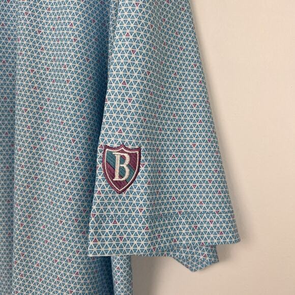 Peter Millar Summer Comfort Golf Polo Shirt 2XL Blue Geometric Preppy Active - Picture 4 of 9